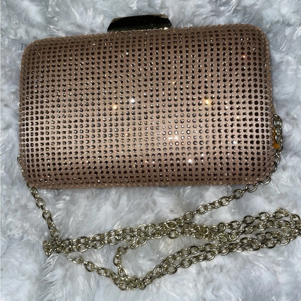 Charming Charlie Tan Clutch with Silver Chain